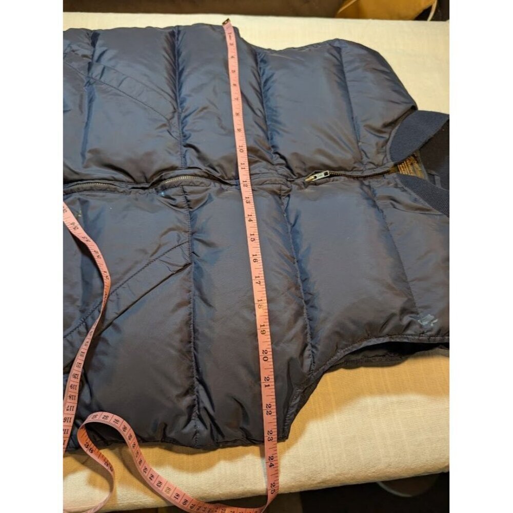 Eddie Bauer VTG Men's medium navy blue down puffer vest zip closure, distressed - Picture 8 of 8
